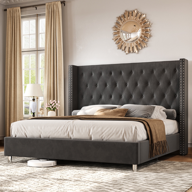 Ariste Upholstered Wingback Bed