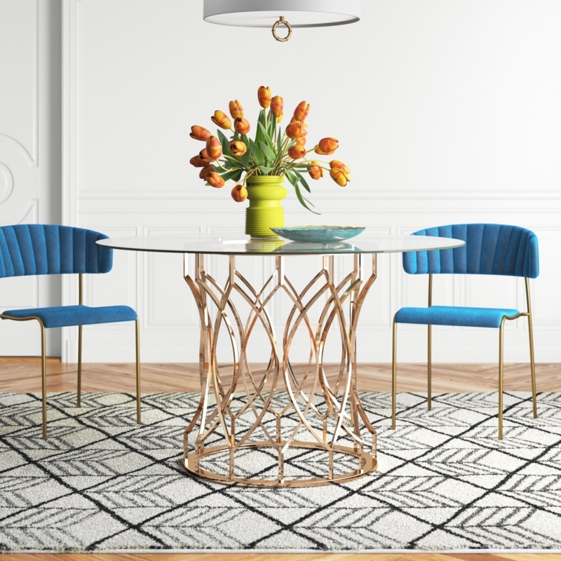 Arkesha Round Glass Top Dining Table