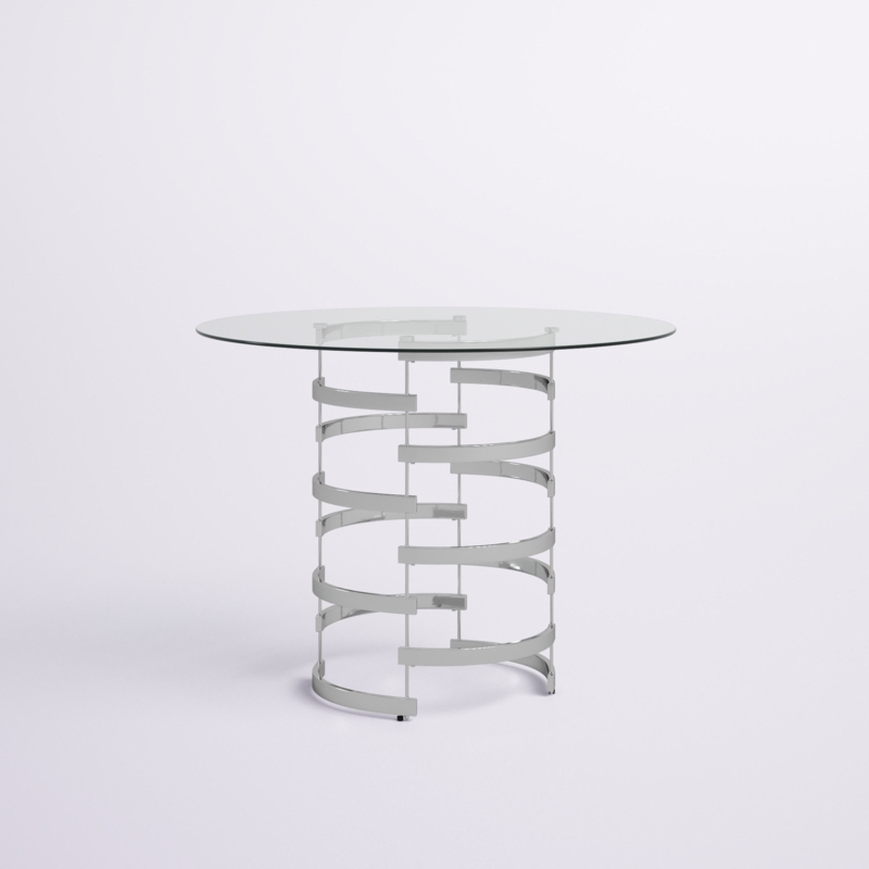 Arkesha Round Glass Top Metal Base Dining Table