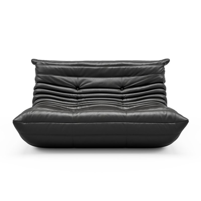 Armless Large Faux Leather 2-Seat Bean Bag Sofa