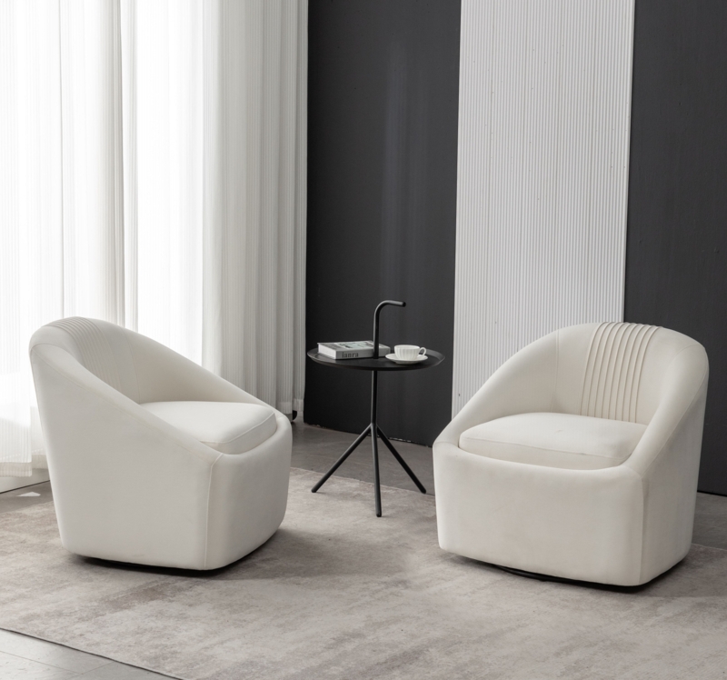 Arrun Velvet Swivel Barrel Chair