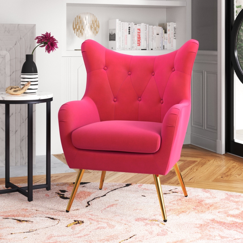 Avianna 29.25" Wide Tufted Polyester Wingback Chair