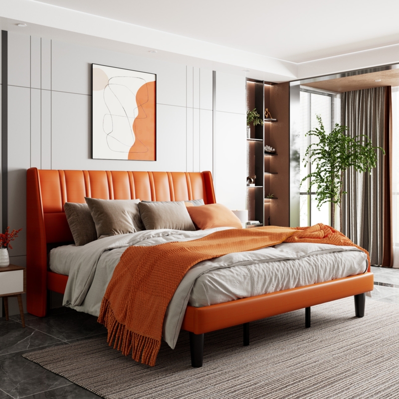 Avinaash Vegan Leather Wingback Bed