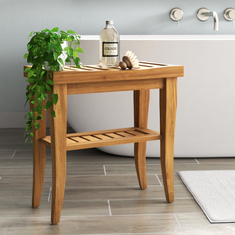 Ayden Solid Bamboo Wood Accent Stool