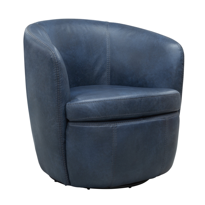 Azurdee Grain 100% Genuine Italian Leather Swivel Barrel Chair