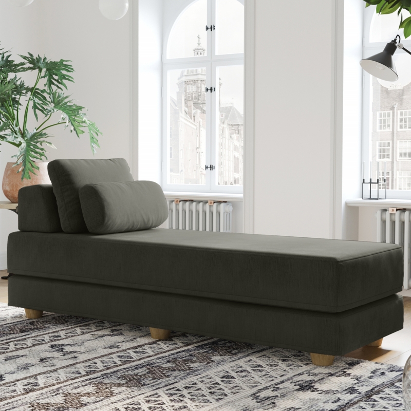 Balshan Chaise Lounge Daybed Fold Out Sleeper with Queen Size Mattress