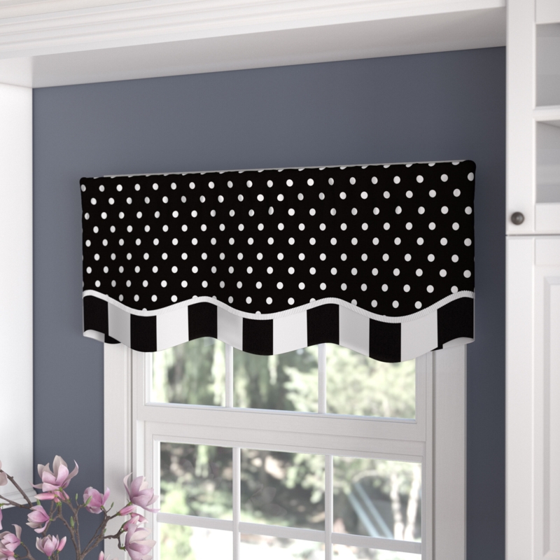 Bana Polka Dots Scalloped 50'' W Window Valance