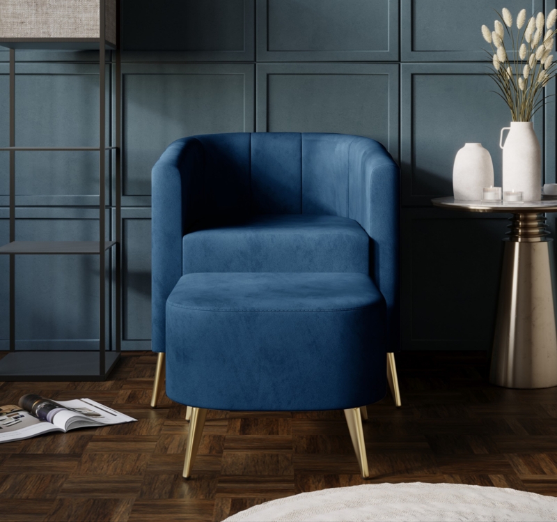 Barchovice Upholstered Barrel Chair and Ottoman Set
