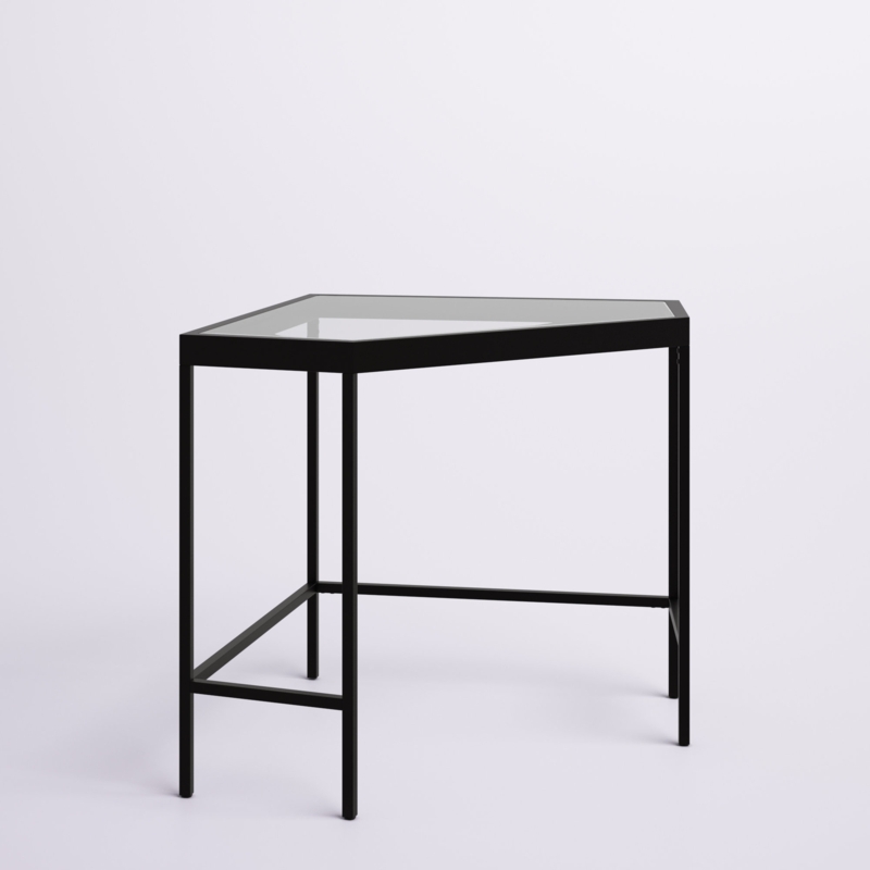 Barstow Corner Glass Top Metal Base Writing Desk
