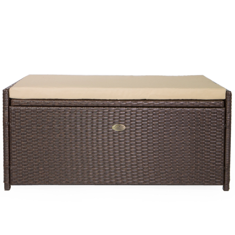 Barton 60 Gallons Water Resistant Wicker Storage Bench in Brown