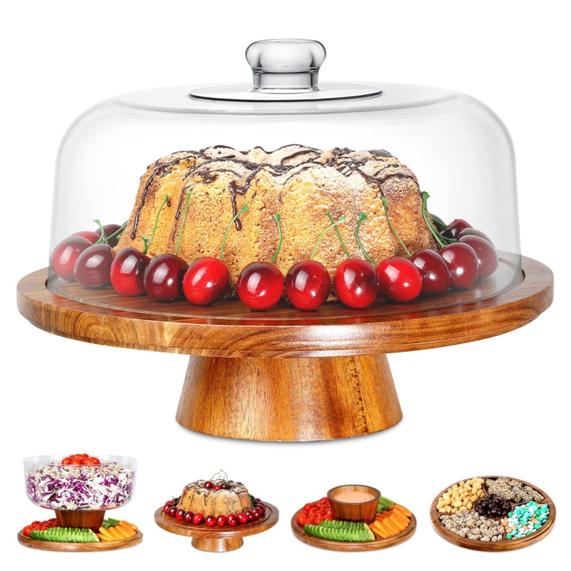 Beeney Wood Cake Stand