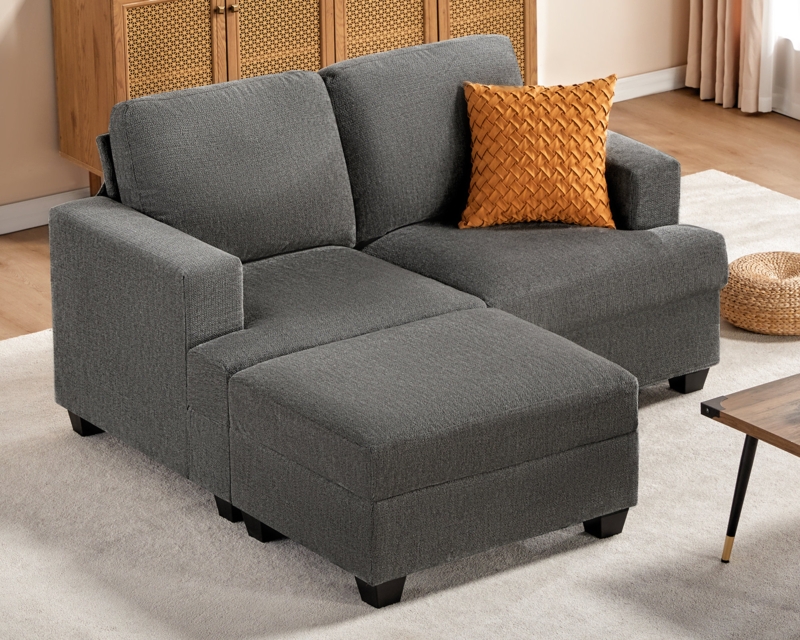 Berlinde 64" Upholstered Loveseat Sofa with Ottoman