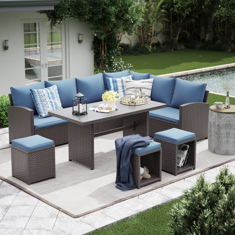 Binpal Wicker 9 - Person Outdoor Seating Group with Cushions