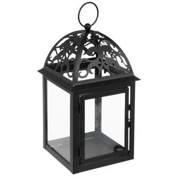 Black Metal Punch Top Lantern