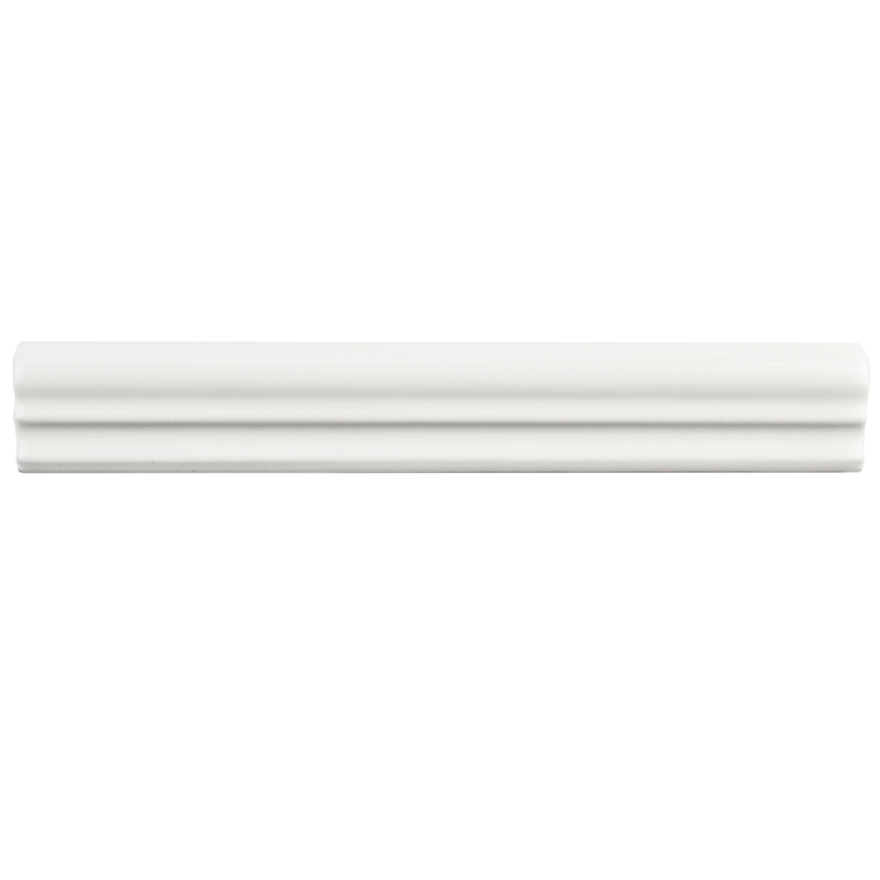 Blanco 8" x 1.25" Ceramic Chair Rail Tile Trim in Brillo Zen White