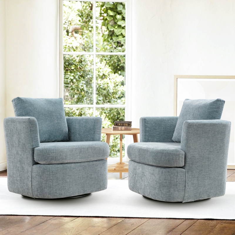 Blendia Upholstered Swivel Barrel Chair