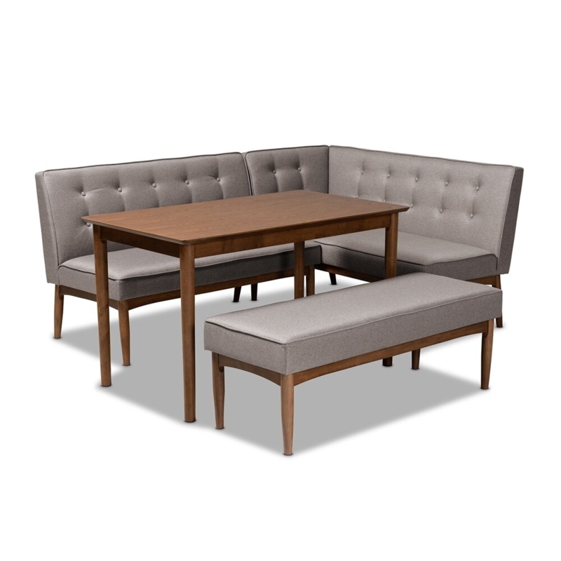 Bopp Mid-Century Modern Upholstered 4 Piece Breakfast Nook Dining Set