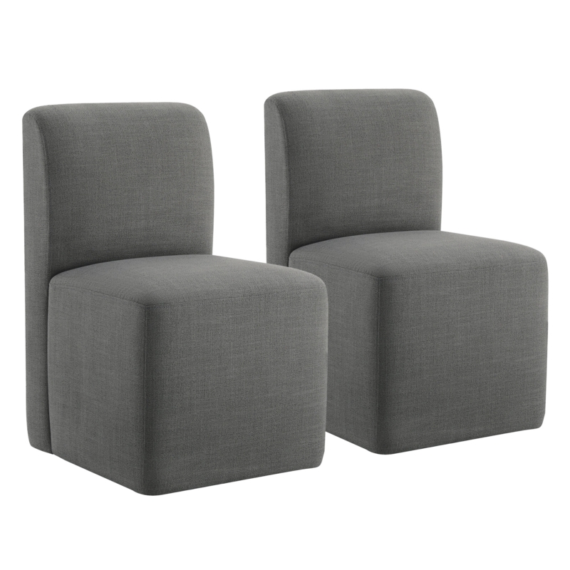 Bralan Polyester Blend Upholstered Back Dining Chair With Casters