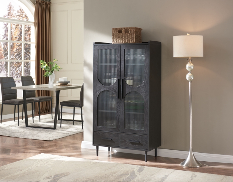 Brenita Wine Bar Cabinet with Glass Door