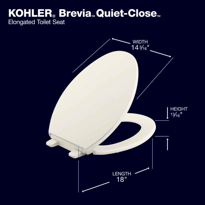 Brevia Quiet-Close Toilet Seat with Grip-Tight Bumpers and Quick-Attach Hardware