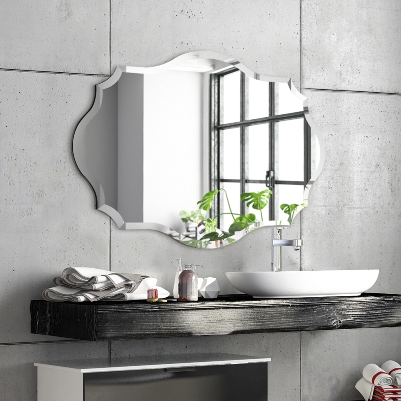 Brilliana Scalloped Frameless Beveled Wall Mirror