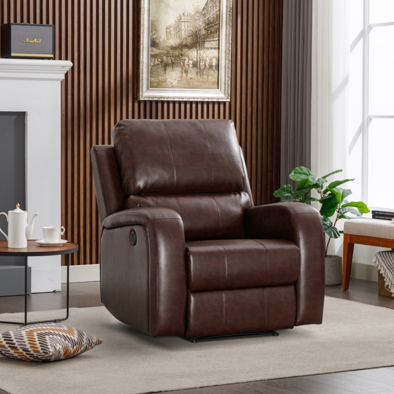 Bucklebury 36.1'' Wide Vegan Leather Electric Power Recliner with USB Charge Port Recliner