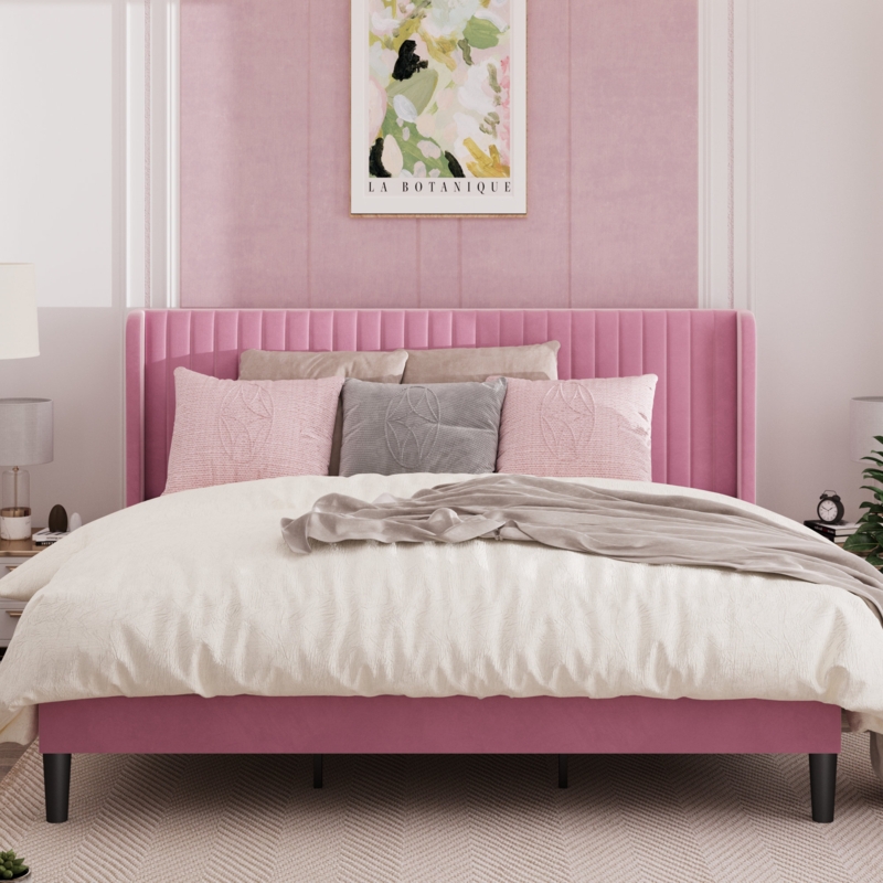 Candler Upholstered Wingback Bed