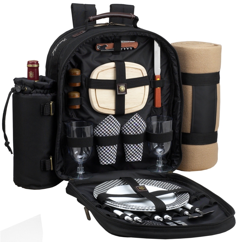 Canvas Picnic Backpack , Service for 2