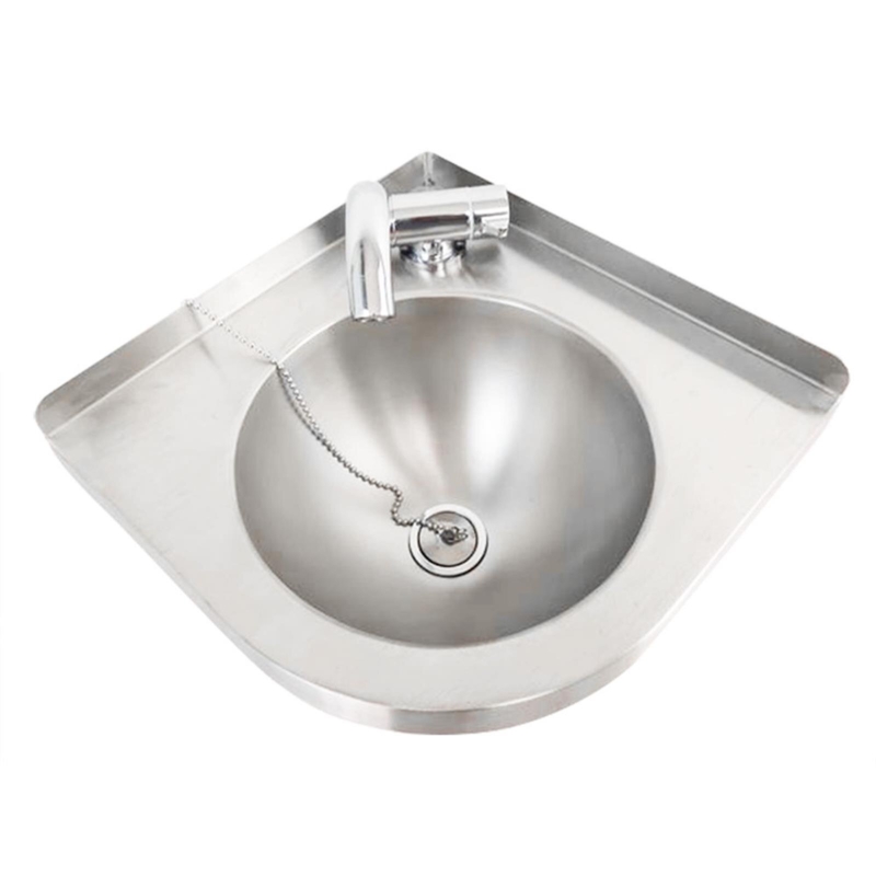 Caravan Wall Mount Corner Sink with Faucet Triangular Stainless Steel