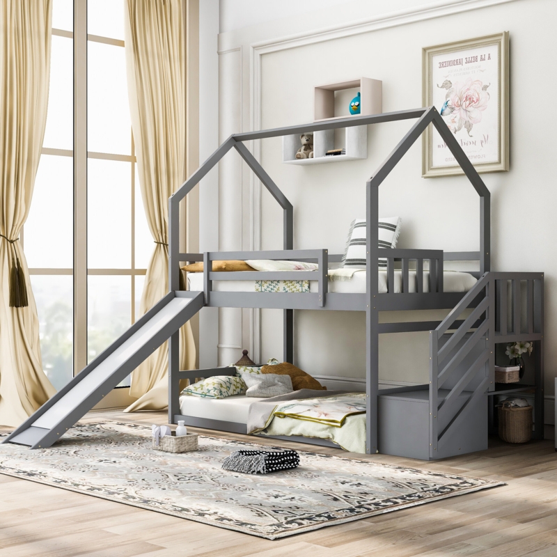 Carnbrock Kids Twin Over Twin Bunk Bed