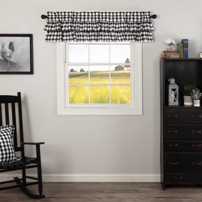 Caulder Checkered Cotton Ruffled Window Valance