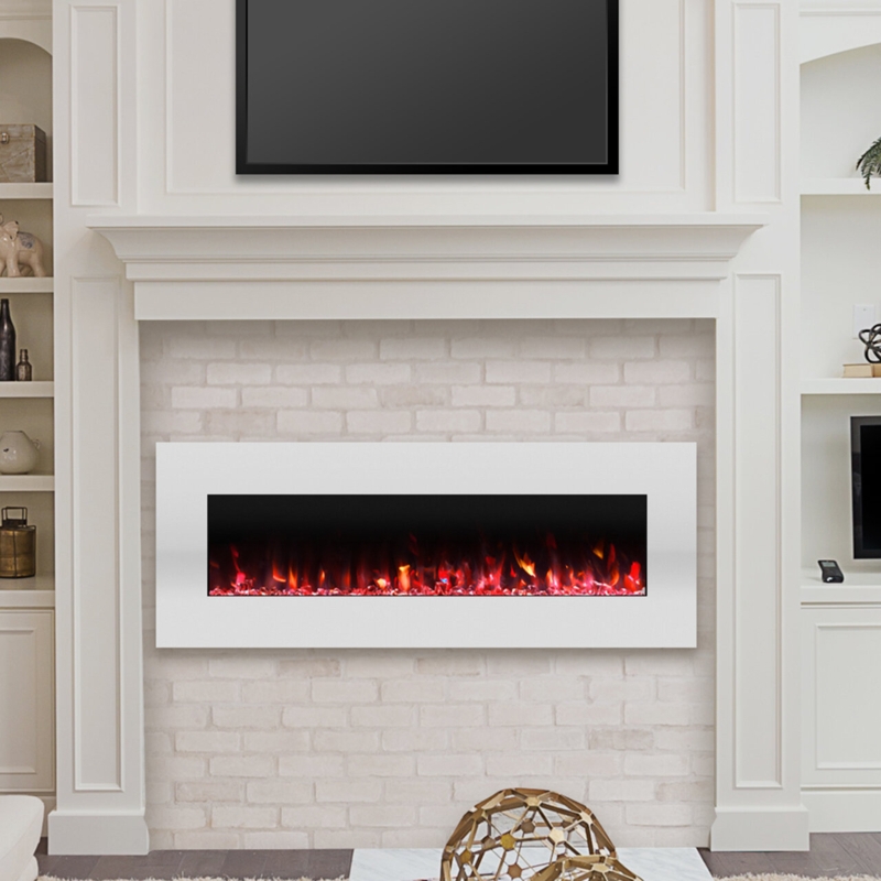 Ceana 50-inch Wall Mounted Electric Fireplace with Remote, White