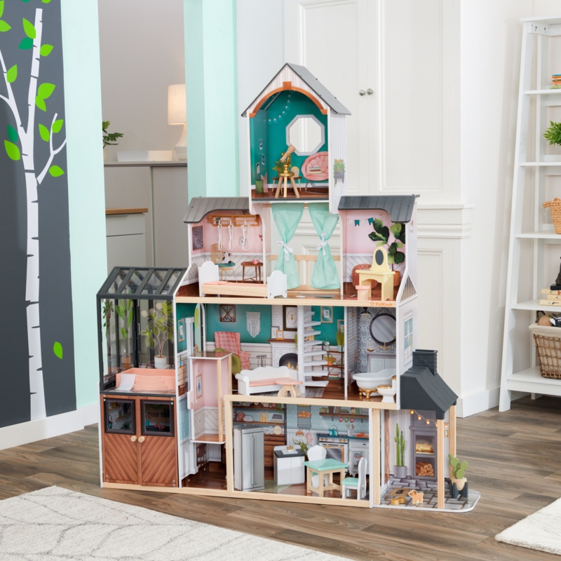 Celeste Mansion Wooden Dollhouse with Lights u0026 Sounds and 24 Accessories