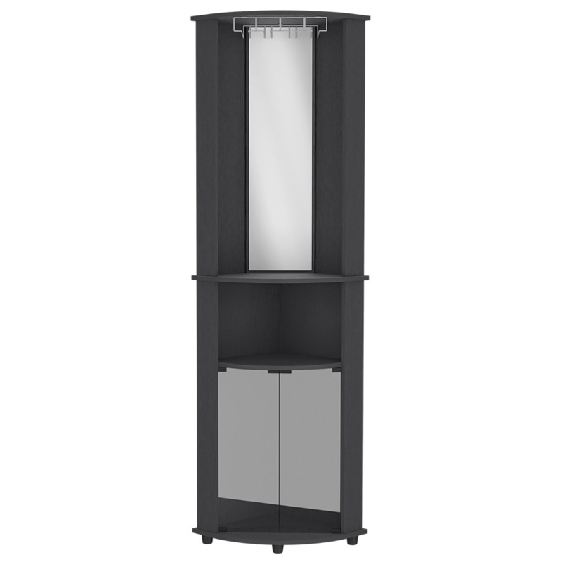 Cervin Corner Bar Cabinet, Rialto, Black, Width X 17,7