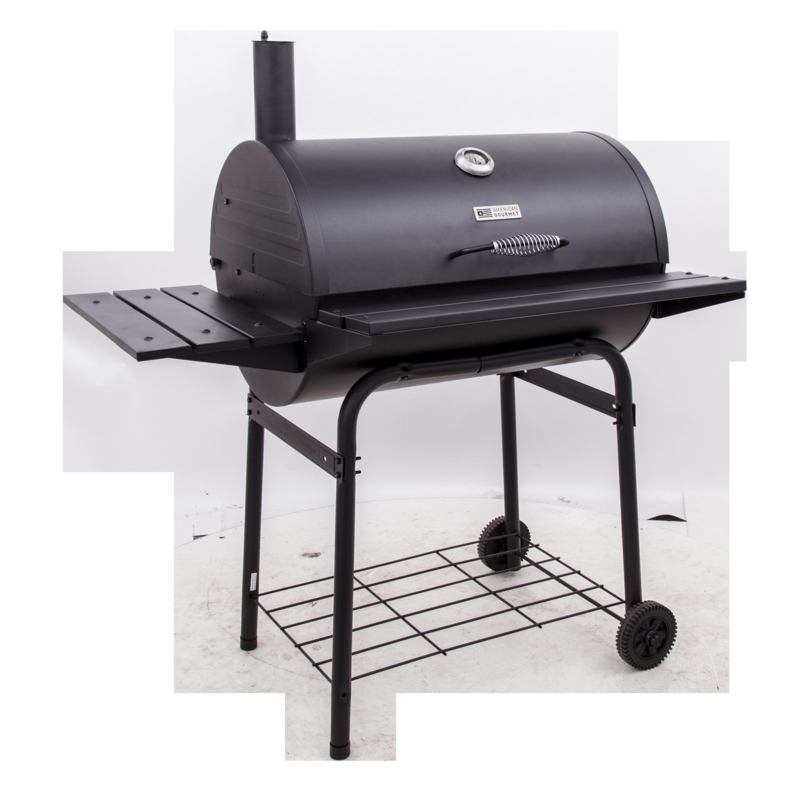 Charbroil American Gourmet 840 Barrel Charcoal Grill with Side Shelves