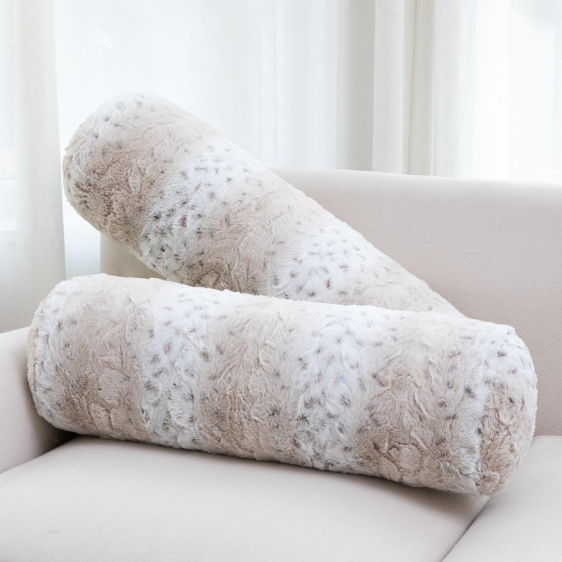 Cheer Collection Faux Fur Bolster Pillow