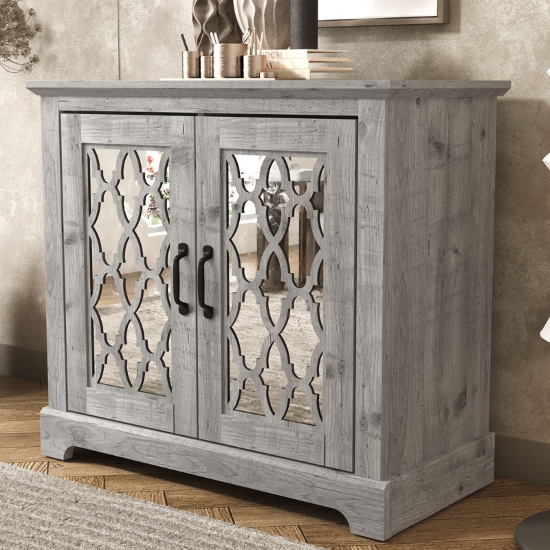 Chessani 29.3'' Tall 2 Door Mirrored Accent Cabinet