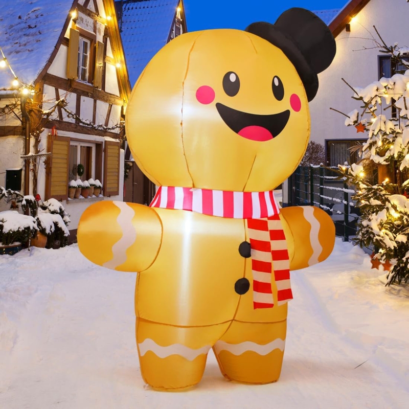 Christmas Inflatable 6.2 FT Inflatable Gingerbread Man Cute Christmas Inflatable Gingerbread Man