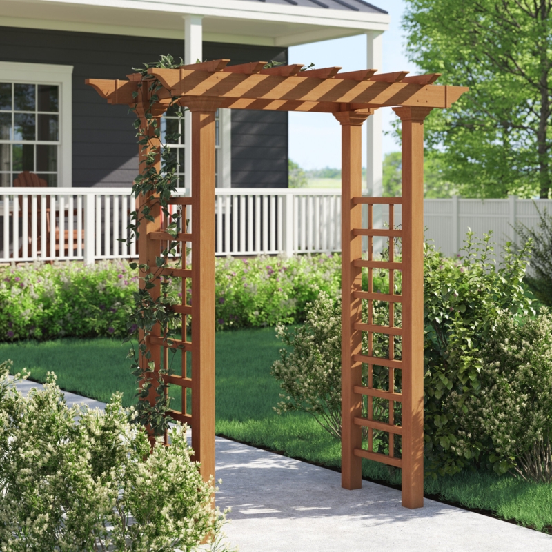 Claborn 57'' W x 24'' D Vinyl Arbor in Brown