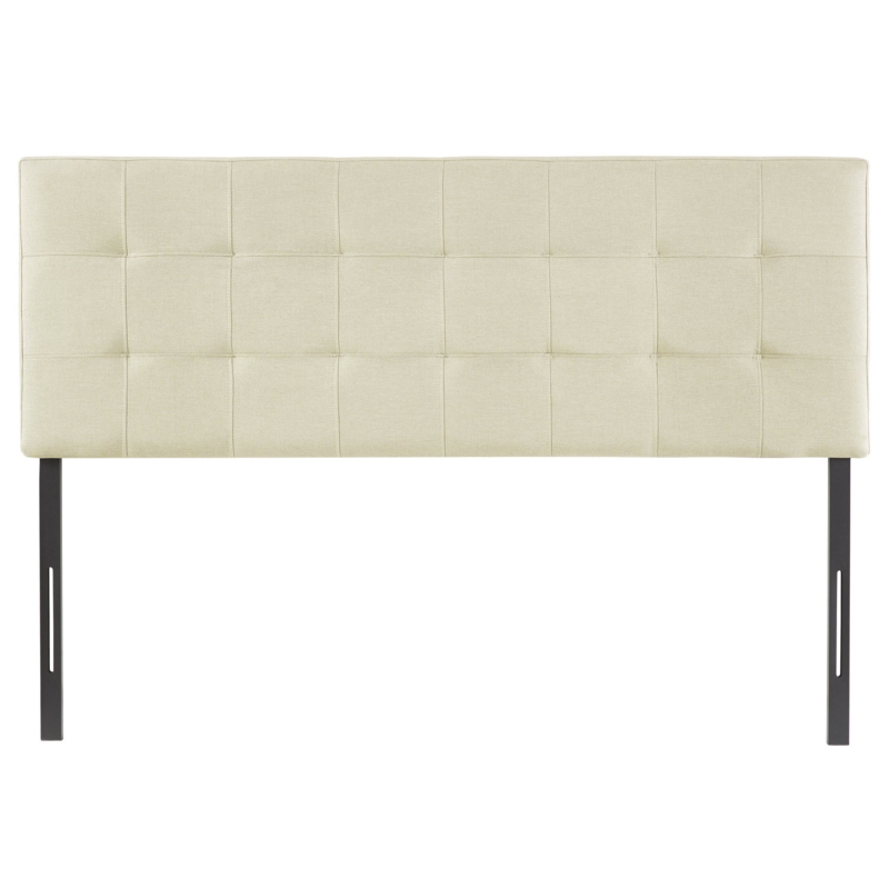 Classic Tufted Adjustable Upholstered Queen Headboard in Linen Fabric, Metal Legs