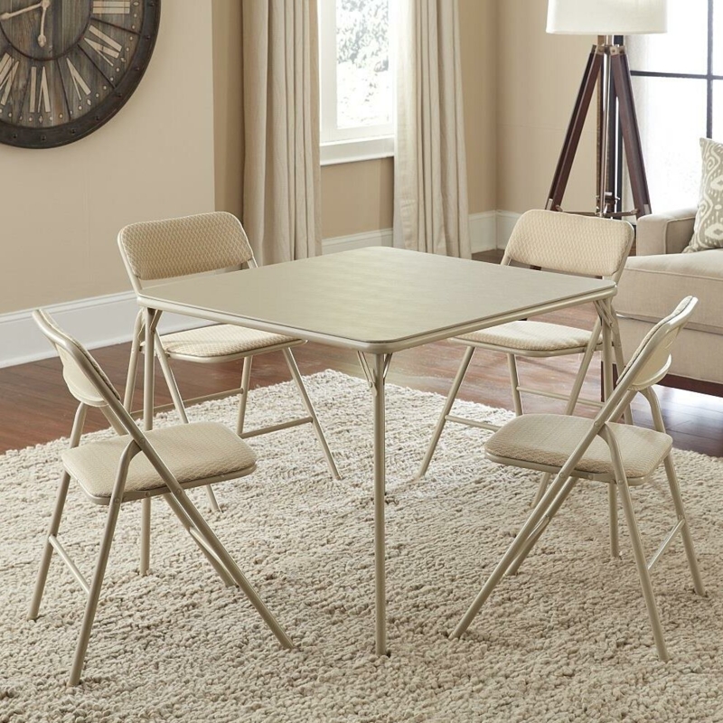 COSCO 5-Piece Folding Fabric Dining Set & 34" Vinyl Card Table