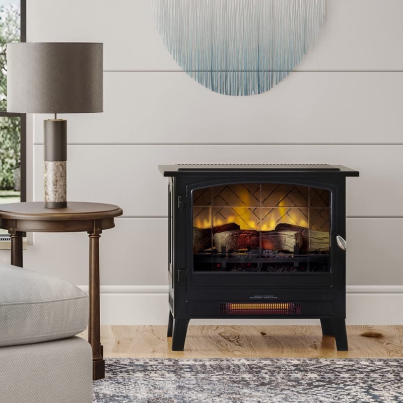 Country Living Infrared Freestanding Electric Fireplace Stove Heater | 1,000 SQ FT with Wooden Logs