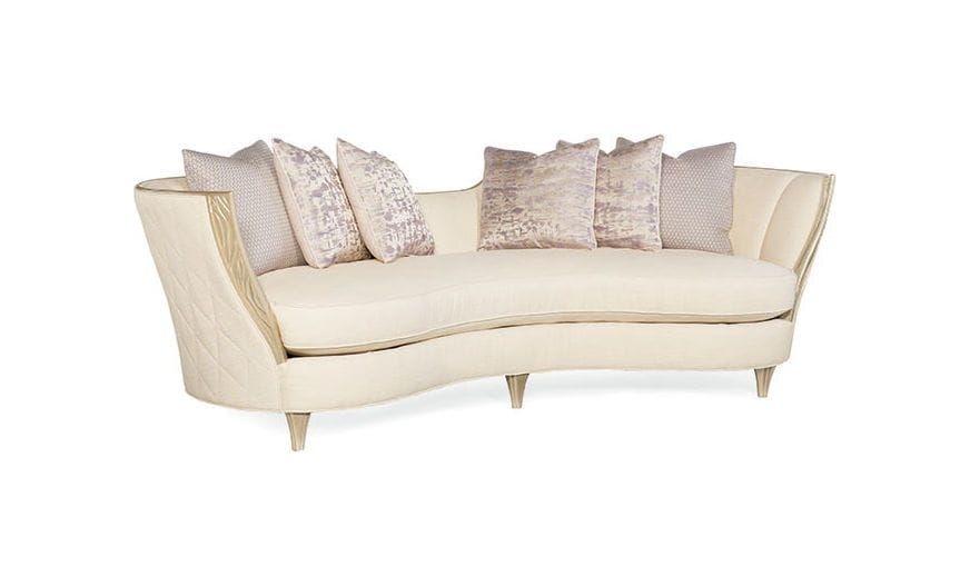 Curved Quilted Back Sofa - Color: Natural