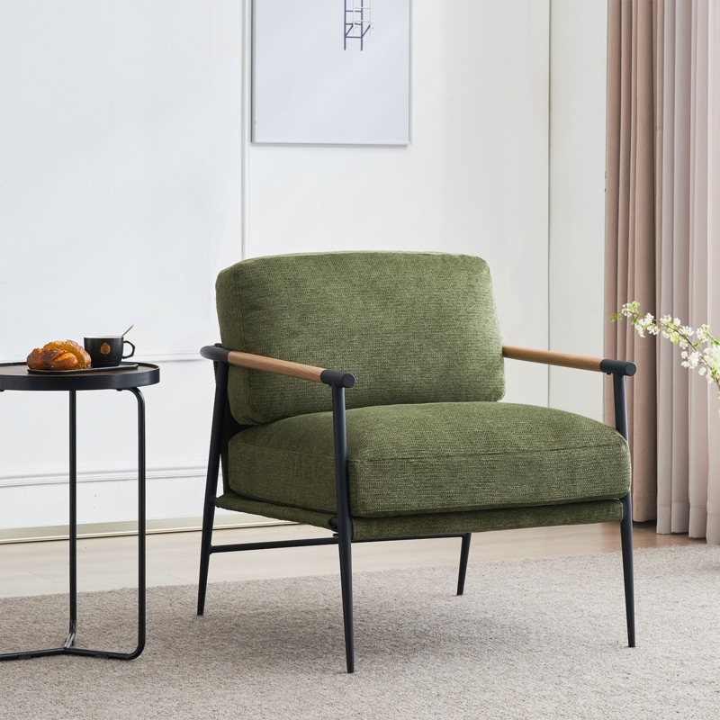 Dajauna 27.75'' Wide Modern Metal Frame Velvet Accent Armchair