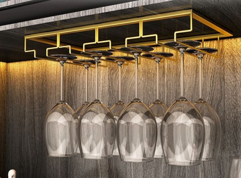 Dalal Hanging Wine Glass Rack in Gold