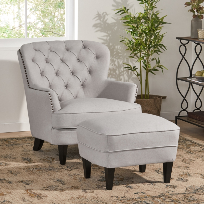 Dannesha Upholstered Armchair with Ottoman