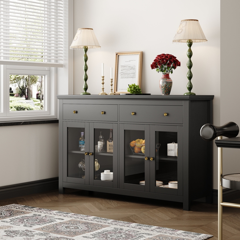 Dasir 55.1" Sideboard with 2 Drawers u0026 2 Cabinet