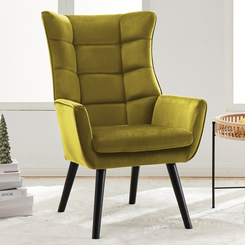 Davaun 26.6" Tufted Velvet Upholstered Wingback Chair