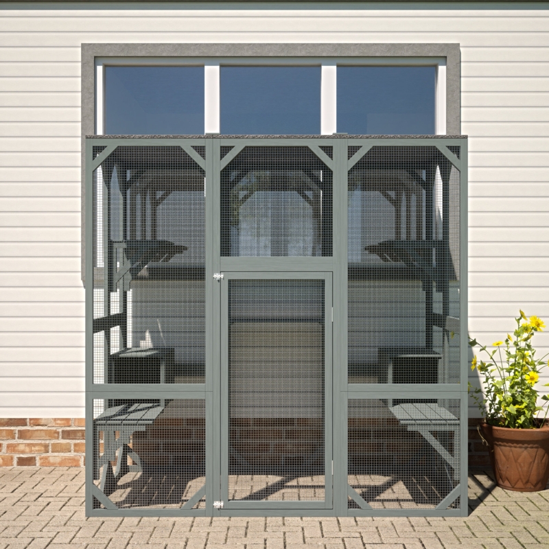 Davorin Large Wooden Outdoor Cat Cage Playpen