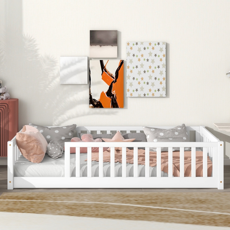Decimus Twin Floor Platform Bed with Fence
